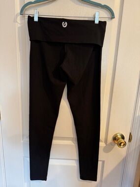 Pink Black Fold-Over Waist Leggings- NWT